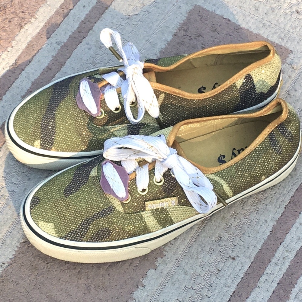 Golden Sparkly Camo Sneakers